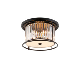 Guilford Ceiling Lamp, 4 Light E27, Satin Black, Clear - thumbnail 1