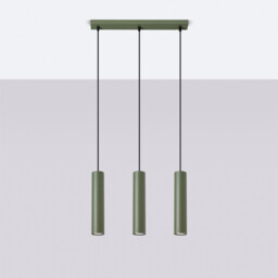 Lagos Loft Bar Pendant 3 Light Olive Green - thumbnail 2