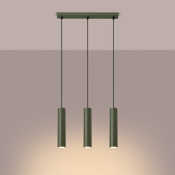 Lagos Loft Bar Pendant 3 Light Olive Green - thumbnail 3