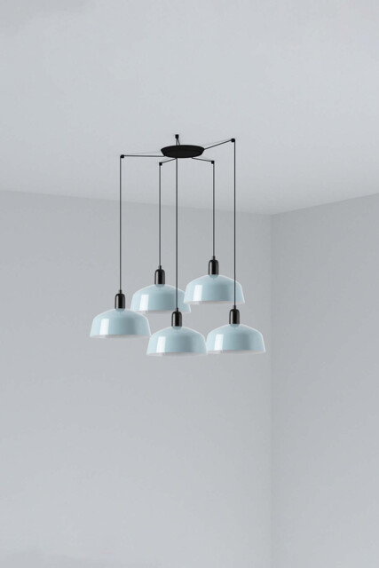 Tatawin Medium Cluster Pendant Ceiling Light Satin Black, Gloss Grayish Blue 5x E27