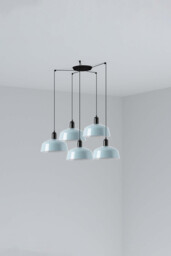 Tatawin Medium Cluster Pendant Ceiling Light Satin Black, Gloss Grayish Blue 5x E27