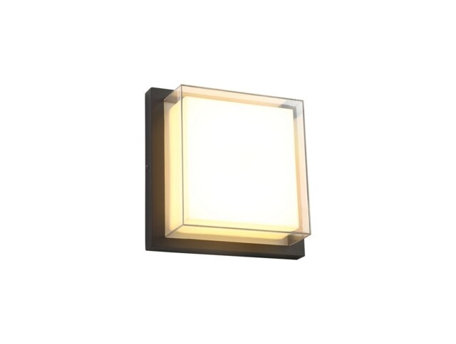 Providence Flush Wall Lamp, 1 x 16W LED, 3000K, 1135lm, IP65, Anthracite, Opal, Clear PC - image 1