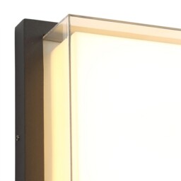 Providence Flush Wall Lamp, 1 x 16W LED, 3000K, 1135lm, IP65, Anthracite, Opal, Clear PC - thumbnail 5