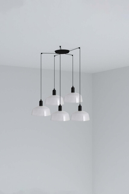 Tatawin Medium Cluster Pendant Ceiling Light Black, Gloss White 5x E27