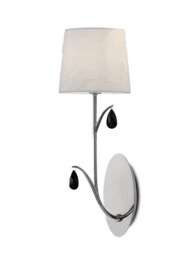 Andrea Wall Light, Polished Chrome, White Shades, Black Crystal Droplets