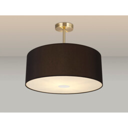 Baymont Antique Brass 3 Light E27 Semi Flush With 50cm x 20cm Dual Faux Silk Shade, Black/Green Olive - thumbnail 2