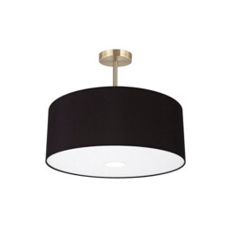 Baymont Antique Brass 3 Light E27 Semi Flush With 50cm x 20cm Dual Faux Silk Shade, Black/Green Olive - thumbnail 5