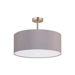 Baymont Antique Brass 3 Light E27 Semi Flush With 50cm x 20cm Faux Silk Shade, Grey/White Laminate - thumbnail 5