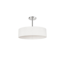 Baymont Polished Chrome 5 Light E27 Semi Flush Fixture, With 45cm x 15cm Faux Silk Shade, White - thumbnail 5