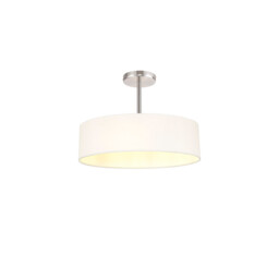Baymont Polished Chrome 5 Light E27 Semi Flush Fixture, With 45cm x 15cm Faux Silk Shade, White