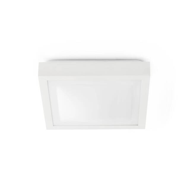 Tola 2 Light Medium Square Bathroom Flush Ceiling Light Aluminium, White IP44, E27 - image 1