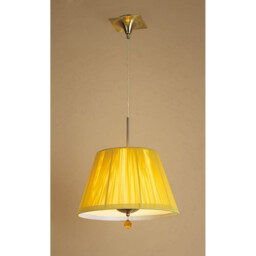 Siena Pendant Round 1 Light E27, Antique Brass With Amber Cream Shade And Amber Crystal - thumbnail 2