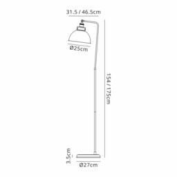 Carmel Adjustable Floor Lamp, E27, Satin Nickel, Antique Brass, Gold - thumbnail 2
