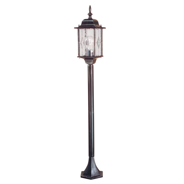 Wexford 1 Light Outdoor Bollard Lantern Black Silver IP43, E27 - image 1