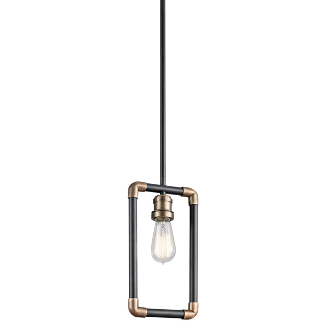 Imahn 1 Light Mini Ceiling Pendant Light Black, Natural Brass, E27 - image 1