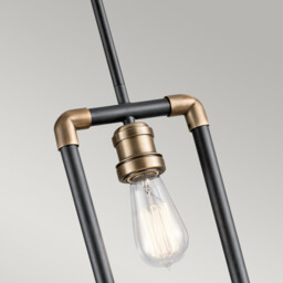 Imahn 1 Light Mini Ceiling Pendant Light Black, Natural Brass, E27 - thumbnail 2