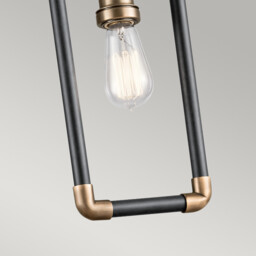 Imahn 1 Light Mini Ceiling Pendant Light Black, Natural Brass, E27 - thumbnail 3