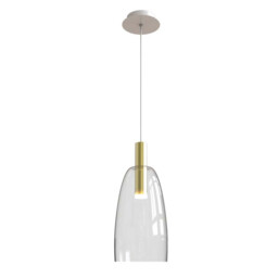 Gazi 35cm Dome Pendant Ceiling Light Gold Matt - Clear Glass LED 3000K - thumbnail 1