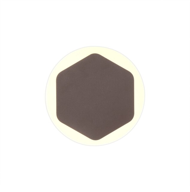 Altona Magnetic Base Wall Lamp, 12W LED 3000K 498lm, 15cm Vertical Hexagonal 19cm Round Centre, Coffee, Acrylic Frosted Diffuser - image 1