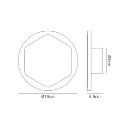 Altona Magnetic Base Wall Lamp, 12W LED 3000K 498lm, 15cm Vertical Hexagonal 19cm Round Centre, Coffee, Acrylic Frosted Diffuser - thumbnail 2