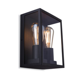 Houston Outdoor Flush Box Wall Light Black IP44, E27 - thumbnail 2
