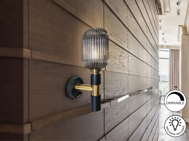 Norma Wall Lamp Black, Brass 1xE27 870lm - image 1