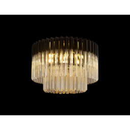 Poland Ceiling Lamp Round 7 Light E14, Matt Black, Cognac Sculpted Glass, Item Weight: 15.3kg - thumbnail 3