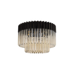 Poland Ceiling Lamp Round 7 Light E14, Matt Black, Cognac Sculpted Glass, Item Weight: 15.3kg - thumbnail 5