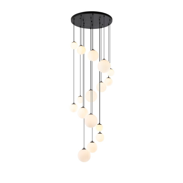 Marshall Ceiling Pendant, 16 Light G9, Satin Black, Opal Glass - image 1