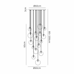 Marshall Ceiling Pendant, 16 Light G9, Satin Black, Opal Glass - thumbnail 2
