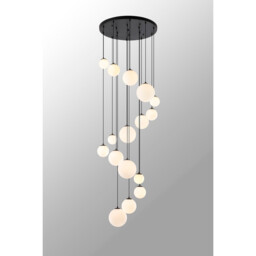 Marshall Ceiling Pendant, 16 Light G9, Satin Black, Opal Glass - thumbnail 3