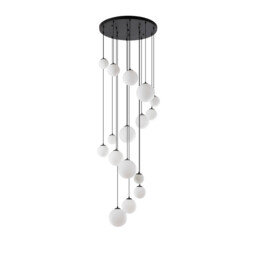 Marshall Ceiling Pendant, 16 Light G9, Satin Black, Opal Glass - thumbnail 5