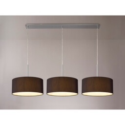 Baymont Satin Nickel 3 Light E27 Linear Pendant With 40cm x 18cm Faux Silk Shade, Black/White Laminate - thumbnail 2