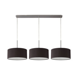 Baymont Satin Nickel 3 Light E27 Linear Pendant With 40cm x 18cm Faux Silk Shade, Black/White Laminate - thumbnail 5