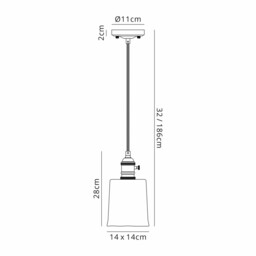Leyden Switched Ceiling Pendant 1.5m, E27, Antique Brass, Black Twisted Cable, Brown Square Glass - thumbnail 2