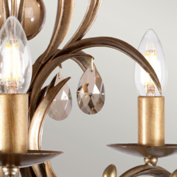 Lily 5 Light Chandelier Metallic Bronze Floral Leaves Design - thumbnail 3
