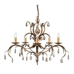 Lily 5 Light Chandelier Metallic Bronze Floral Leaves Design - thumbnail 1