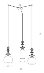 Theros Cluster Pendant Ceiling Light Sandy Black - Antique Brass 3xE27 - thumbnail 3
