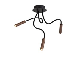 Semi Flush Ceiling, 3 Light Adjustable Arms, 3 x 5W LED Dimmable, 3000K, 930lm, Black, Satin Copper - thumbnail 1