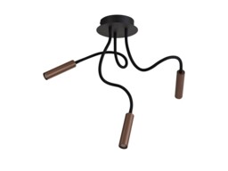 Semi Flush Ceiling, 3 Light Adjustable Arms, 3 x 5W LED Dimmable, 3000K, 930lm, Black, Satin Copper - thumbnail 3