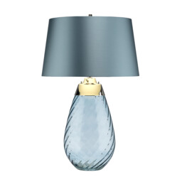 Lena 2 Light Large Blue Table Lamp, Blue-tinted Glass , Duck Egg Blue Shade, E27 - thumbnail 5