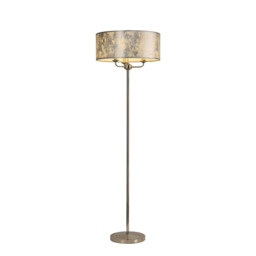 Banyan 3 Light Switched Floor Lamp With 50cm x 20cm Silver Leaf With White Lining Shade Polished Nickel/Silver Leaf