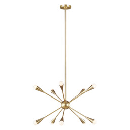 Jax 10 Light Chandelier, Burnished Brass, G9 - thumbnail 1