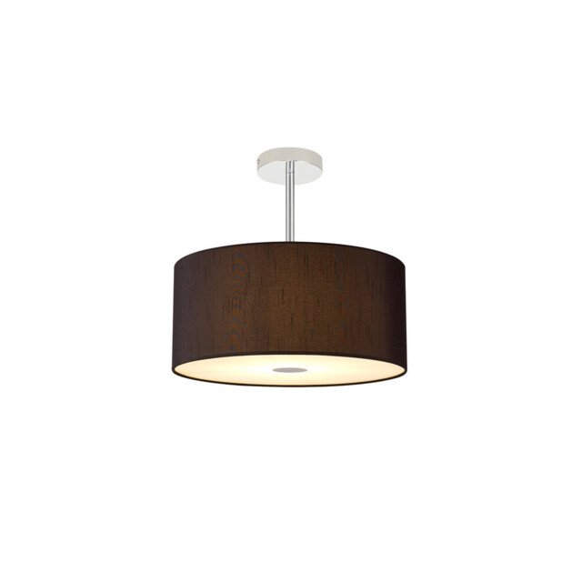 Baymont Polished Chrome 3 Light E27 Semi Flush With 40cm x 18cm Faux Silk Shade, Black/White Laminate - image 1