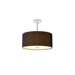 Baymont Polished Chrome 3 Light E27 Semi Flush With 40cm x 18cm Faux Silk Shade, Black/White Laminate