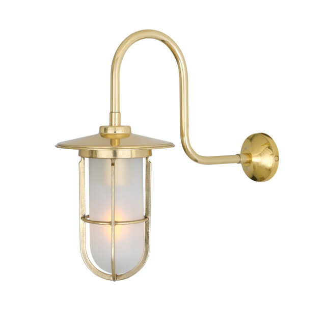 Fabo Outdoor Wall Light, Polished Brass, Frosted Glass, IP65