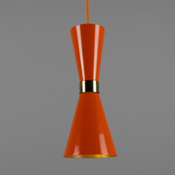 Cairo Coloured Pendant Light, Polished Brass, Orange