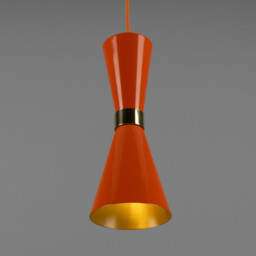 Cairo Coloured Pendant Light, Polished Brass, Orange - thumbnail 3