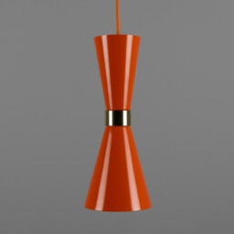 Cairo Coloured Pendant Light, Polished Brass, Orange - thumbnail 2