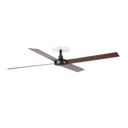 Rudder Recessed 132cm Ceiling Fan Matt Black, Walnut Blades, 4 Blade Reversible
